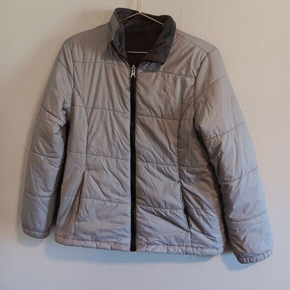 Free Country Quilted Fleece Lined Jacket Womens Small Light Gray Coat - Picture 1 of 8
